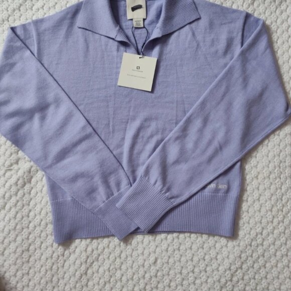 Calvin Klein V-Neck Sweater Top Light Purple Size XS Extra Small - Picture 10 of 13